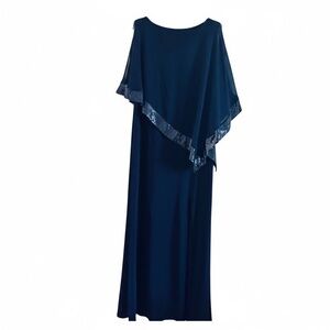 R&M Richards Blue Asymmetrical poncho Dress